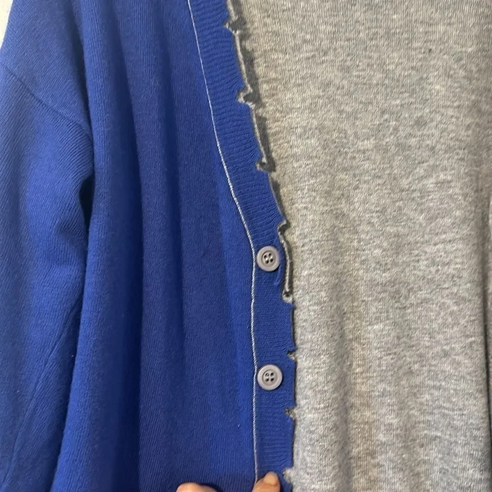 FATE Reversable Distressed Oversized Cardigan Small medium Gray Blue
